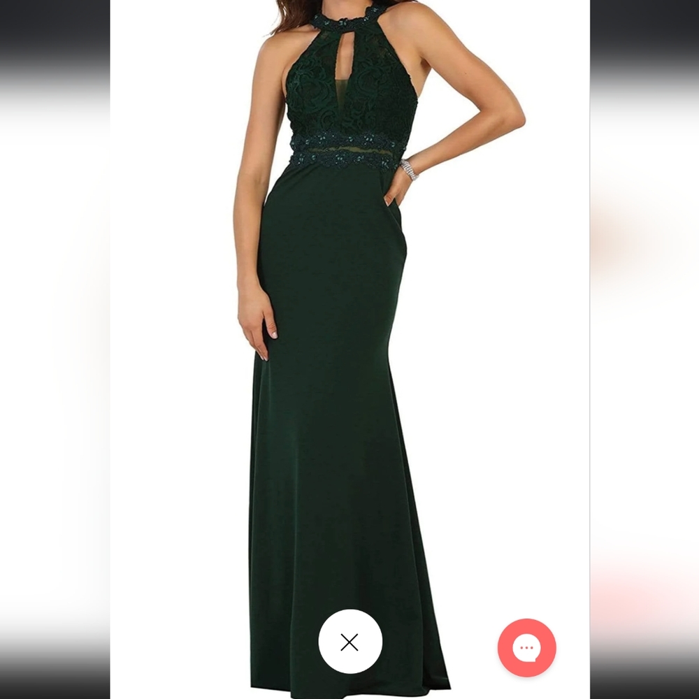May Queen Hunter Green Evening Gown